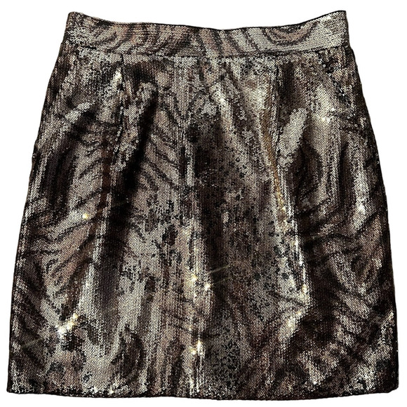 Zara Sequin Mini Skirt Metallic Two Tone Womens Size Medium Gold Black NWOT - Picture 1 of 6